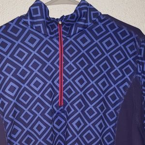 Lands End Black and blue design 1/4zip long sleeve